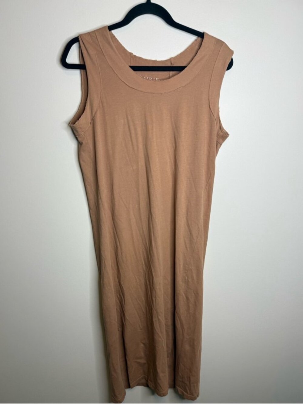 Imrie Organic Cotton dress. Size Med, tan maxi dress made in USA Maui